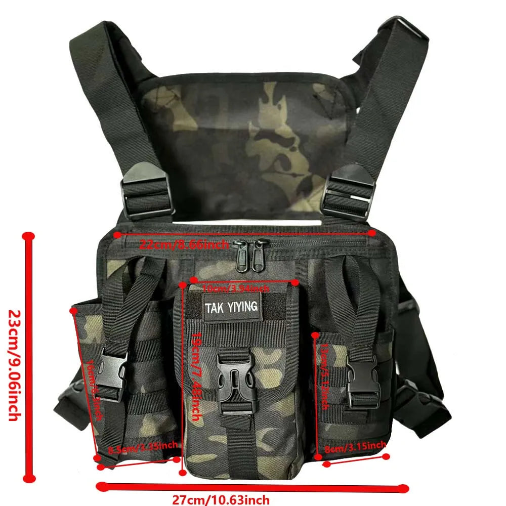 Tactical Running Vest Pack, Multi-Functional Shoulder Bag, Photographer Equipment Storage Chest Bag, Outdoor Sports Gear