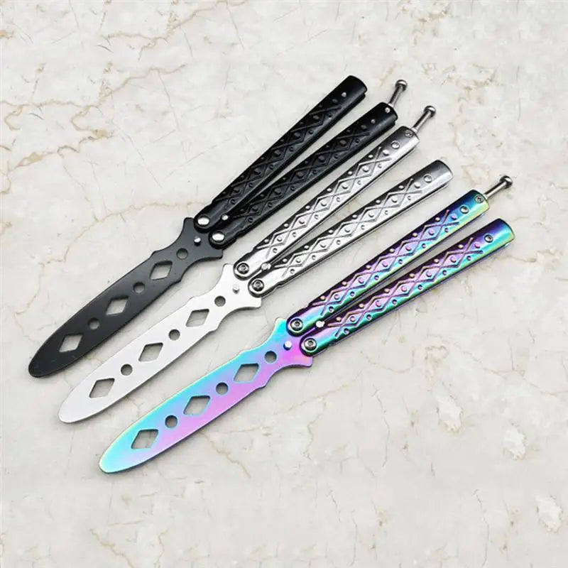 Portable Practice Butterfly Knife Alloy Steel Foldable Training Knives Transformable Outdoor Unedged Butterfly Knife for Game