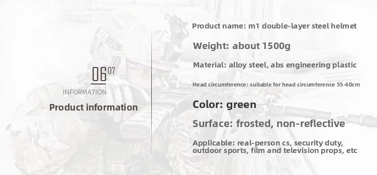 Tactical Battle Helmet Double Layer Anti-Lo Steel Helmet Field Brother Cany Heaear Film And TV Props Military Fan Gear