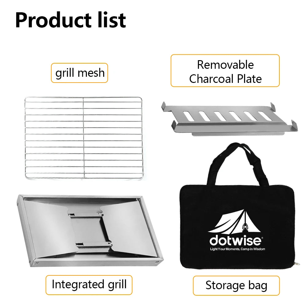 304 Stainless Steel Barbecue Grill Portable Outdoor Stove IGT Table Stove Folding Firewood Stove Barbecue Camping Stove