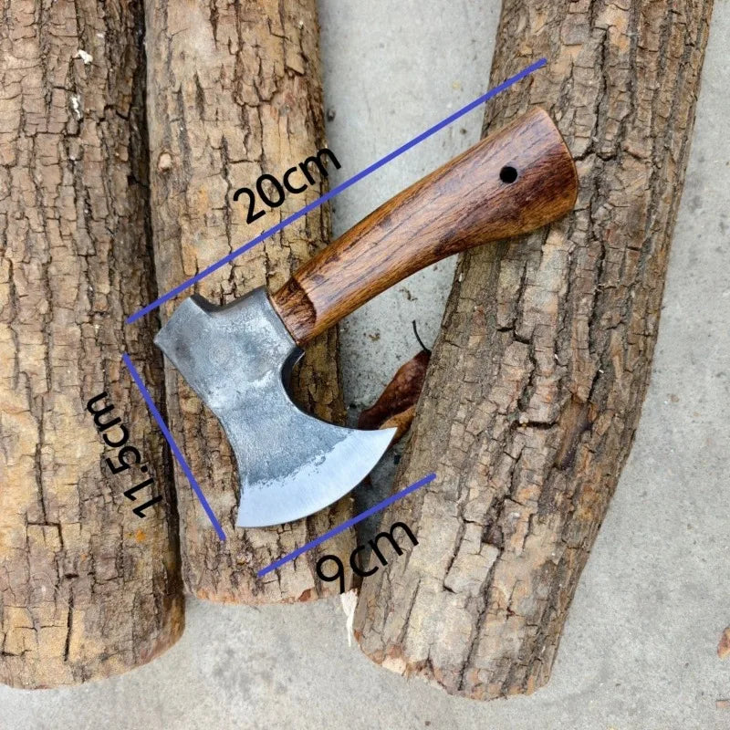 High-carbon Steel Hatchet Portable Small Axe Outdoors Camping Multifunctional Wooden Handle Self-defense Small Axe Outdoor Tools