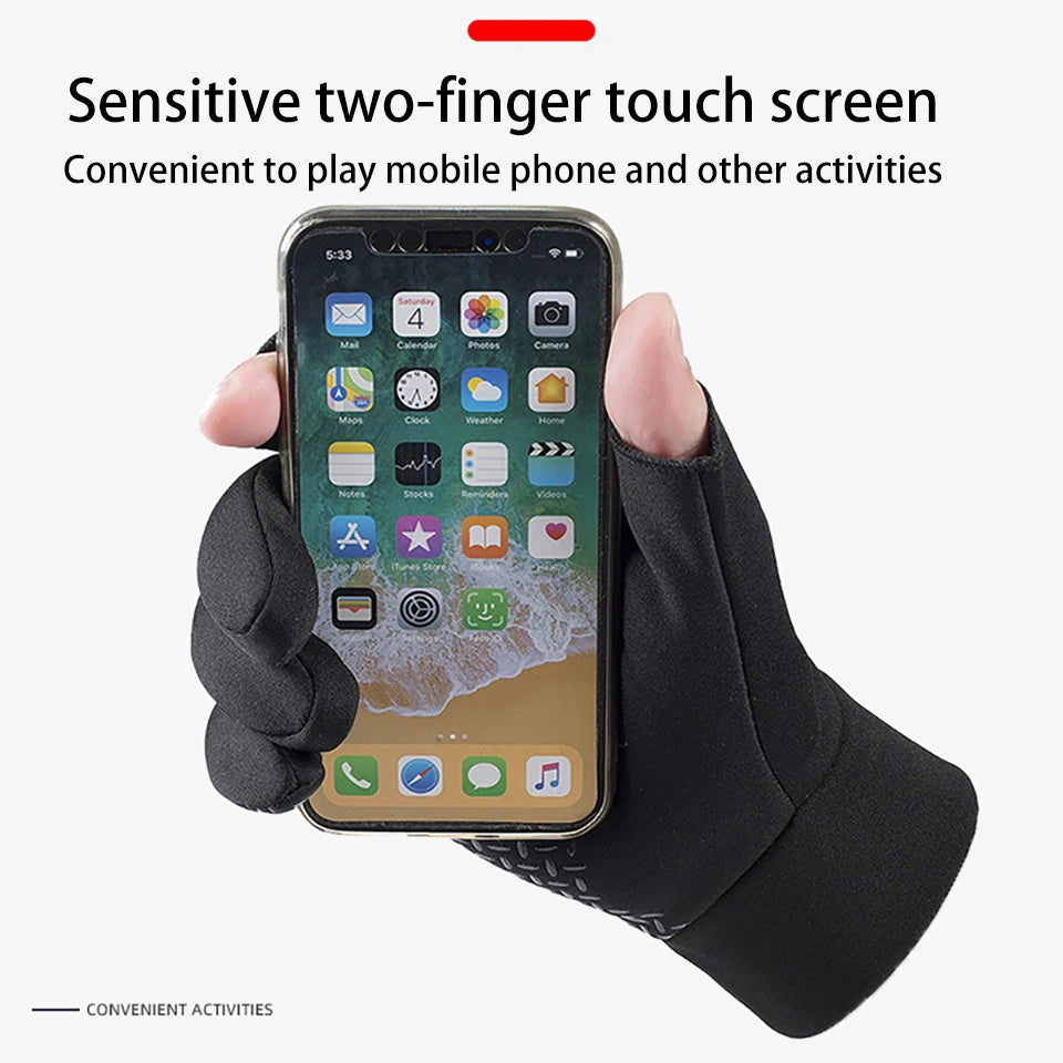 Winter Fishing Gloves Women Men Warm Cycling Protection Anti-Slip Glove for Fishing Touch Screen Two Fingers Cut Outdoor Angling