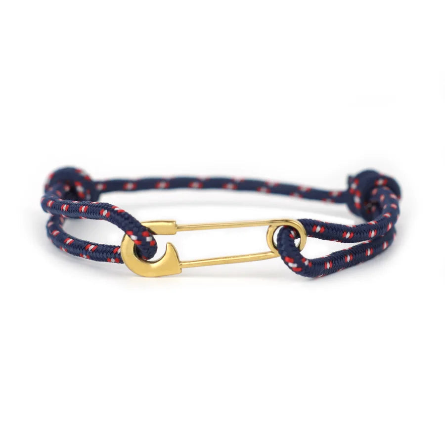 Adjustable Rope Bracelet with Safety Pin Clasp Unisex Paracord Wristband Trendy Survival Jewelry Gift for Men Women