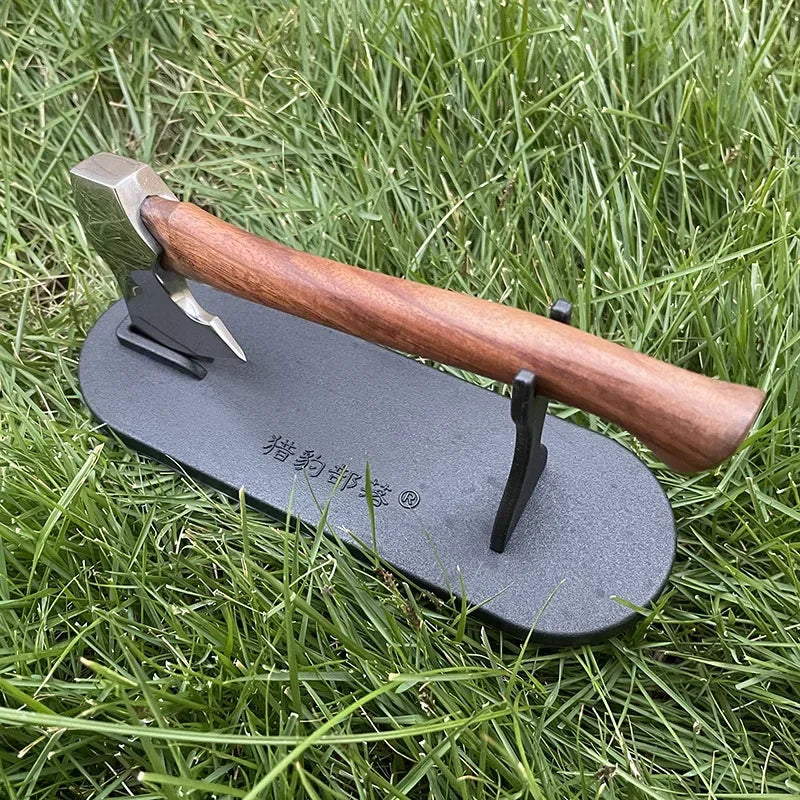 16cm Sandalwood Handle Felling Axe Stainless Steel Sharp Blade Fixed Blade Knife Outdoor Camping Survival Tool With Knife Holder