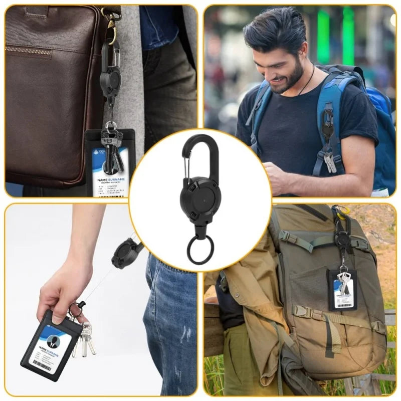 2/4/8pcs Outdoor Retractable Keychain Heavy Duty Carabiner Badge Holder Retractable ID Badge Clip Reel Key Chain for Fishing
