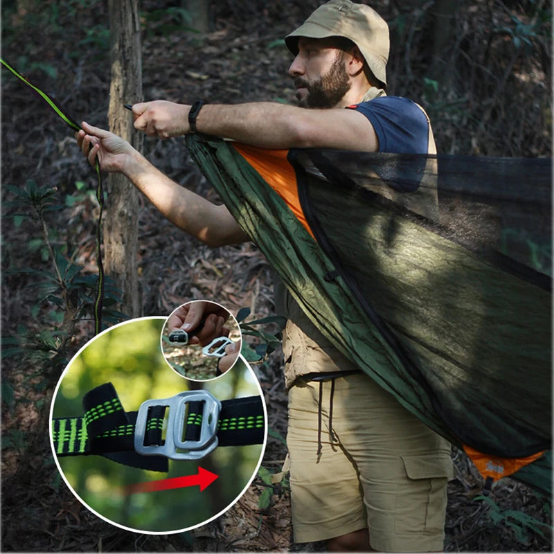 Spacious Single&Double Hammock with removable No See-Um net 2 in 1 camping hammock with protection net for outdoor