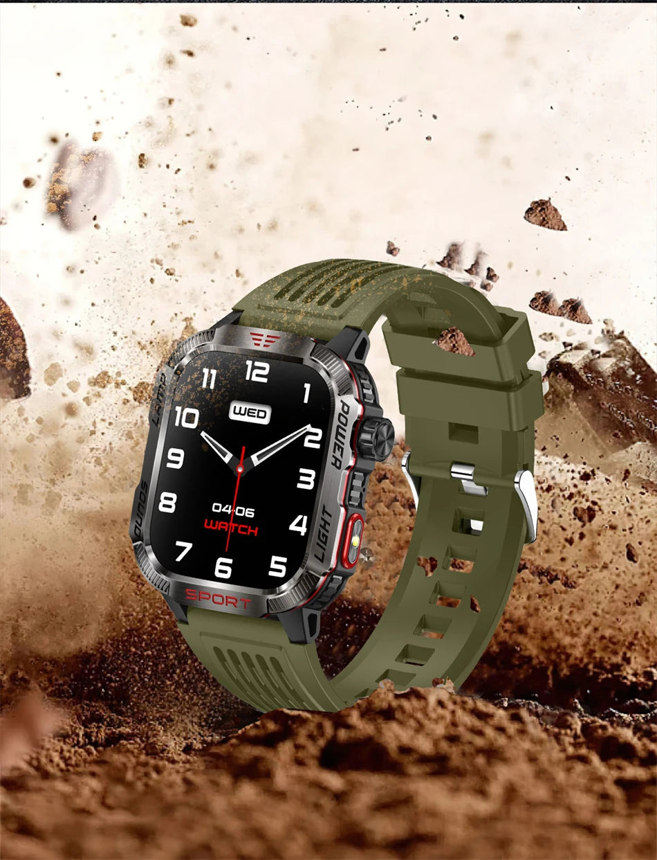 Outdoor Sports Smart Watch Men 2.01" GPS Tracker Compass LED Flashlight 600mAh Battery Waterproof Bluetooth Call Smartwatch Man