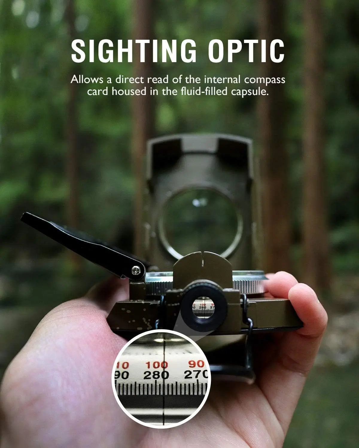 Outdoor Survival Compass High Precision Professional Metal Sight Compass Luminous for Outdoor Hiking Climbing Exploring Geology