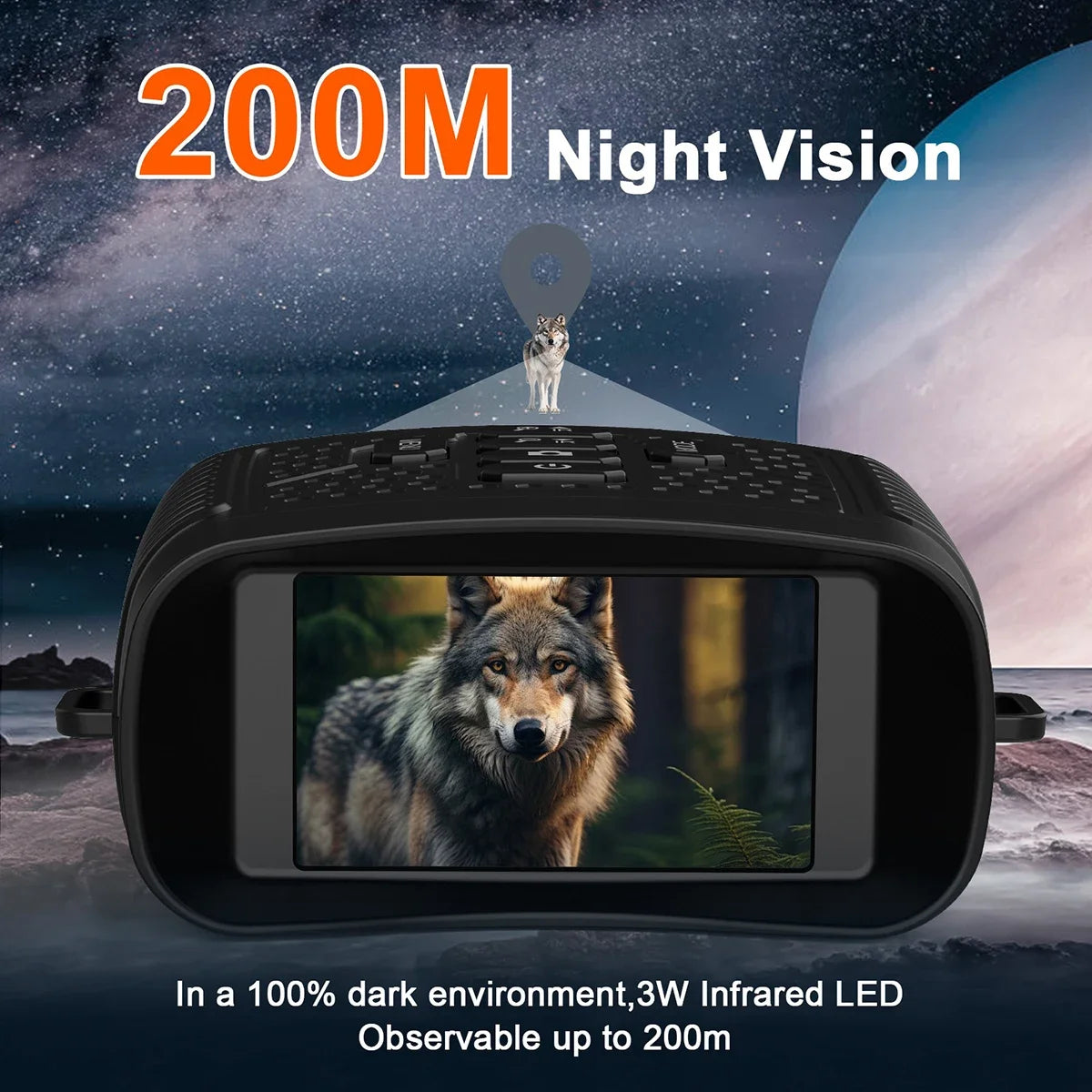 3'' Screen 2.5K Night Vision Binoculars 6X Digital Zoom With Tactical Light 2000mAh Infrared Night Vision Goggles for Camping
