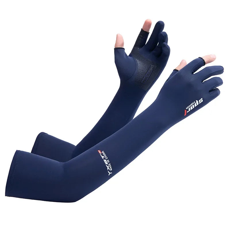 UV Solar Arm Sleeves Men Cycling Gloves Hand Long Sleeves Driving Arm Cover Summer Woman Cool Muff Sun Protection Motorcyclist