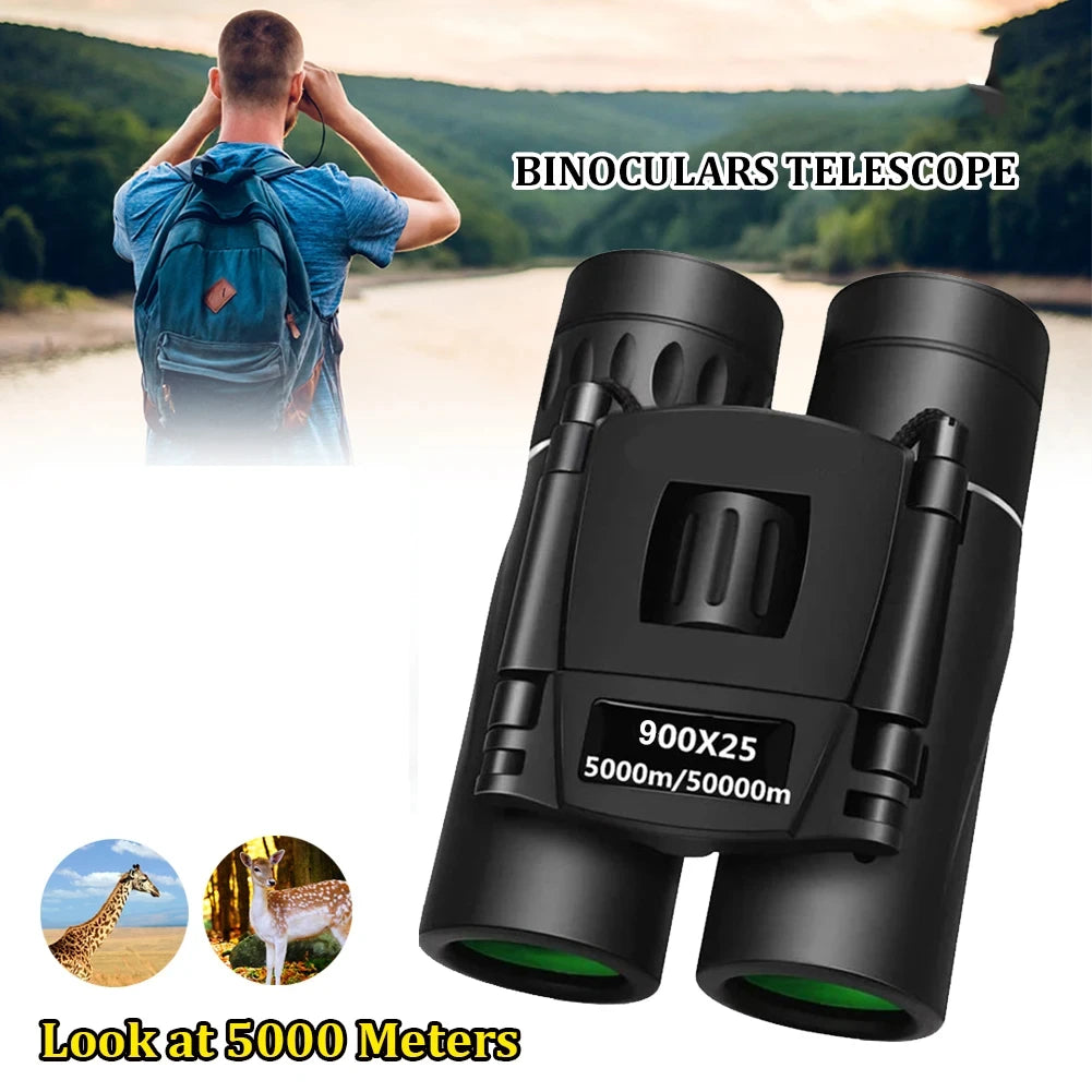 HOMEFISH 900x25 HD Zoom Portable Powerful Binoculars Long Range BAK4 Telescope Jumelles Folding Low Light Binoculars for Hunting