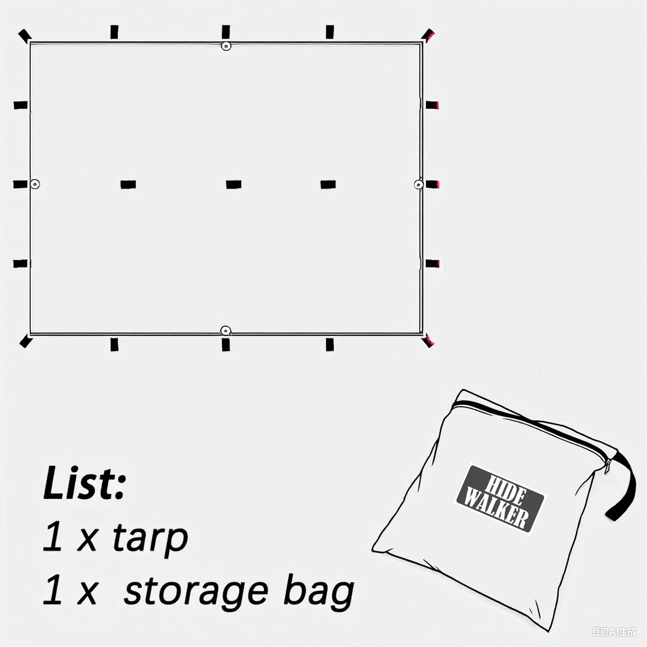 Waterproof Tent Tarp 19 Hang Points Survival Tent Outdoor Camping  Tactical Sun Shelter 4x4 3x4 3x3 Lightweight Sunshade Awning