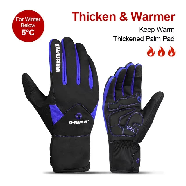 INBIKE Winter Cycling Gloves for Men Women Warm Fleece Biking Glove for Riding Bicycle Gloves Waterproof Touchscreen Accessories