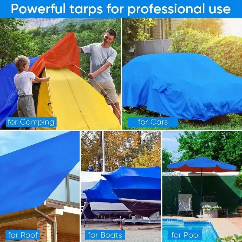 Waterproof Tarp Tarpaulin Awning Durable Rectangle Sun Shade Patio Sunrays Uv Block Rain Cover Camping Outdoor Facility Backyard