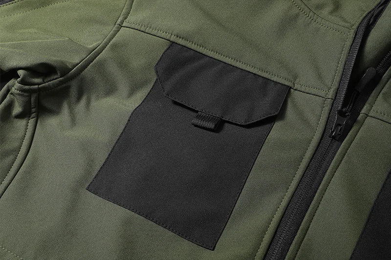 Waterproof Jacket Men Outdoor Softshell Hiking Jacket Hunting Coat Multi-Pockets Military Hooded Fleece Lined Rain Resistent