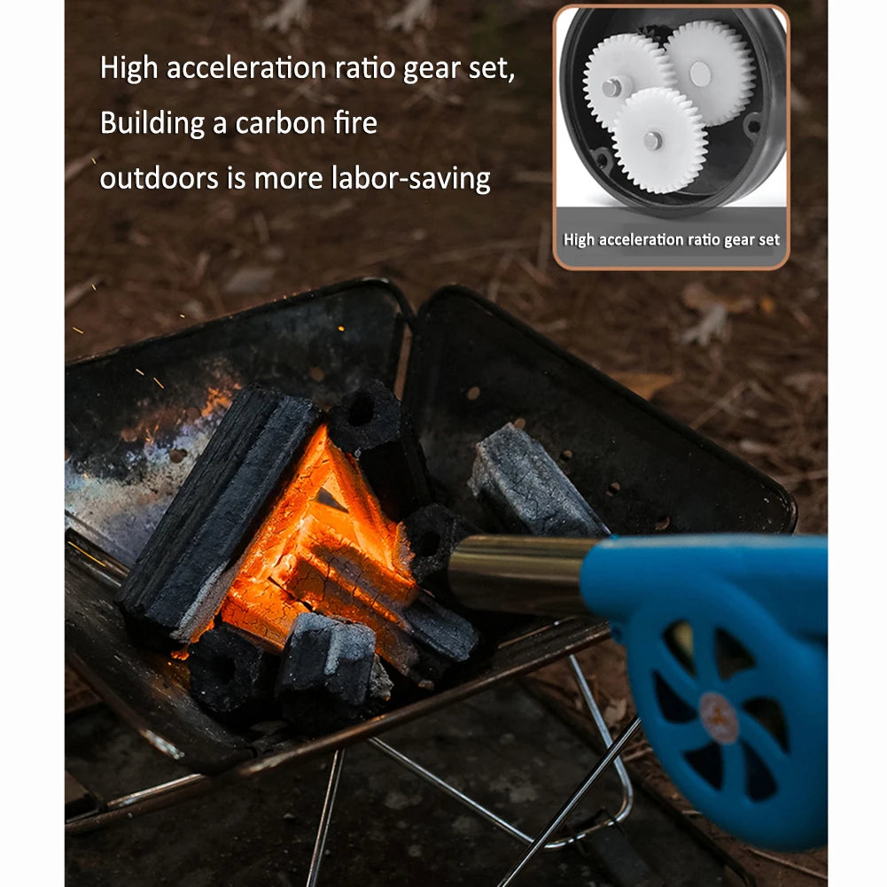 Outdoor Cooking BBQ Fan Lightweight Hand Crank Fan Air Blower Grill Picnic Camping Stove Accessories Fast Fire Starter
