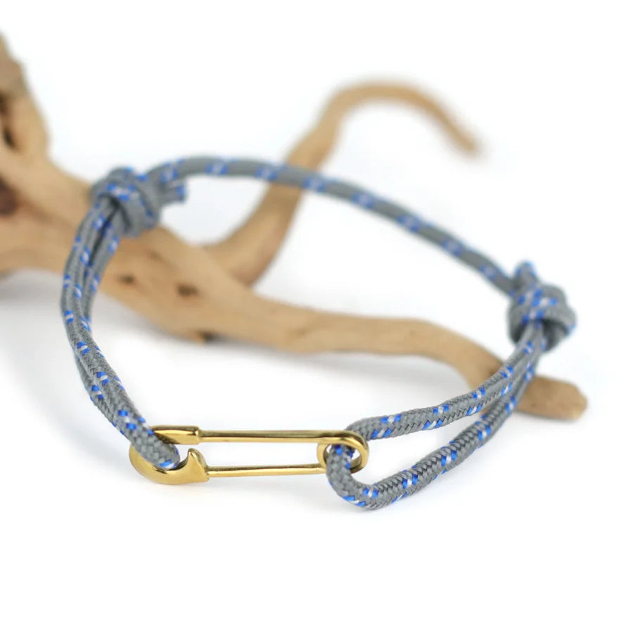 Adjustable Rope Bracelet with Safety Pin Clasp Unisex Paracord Wristband Trendy Survival Jewelry Gift for Men Women
