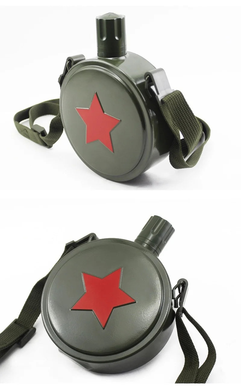 Stainless Steel Pentagram Military Canteen Bottle Hip Flask Army Flagon Outdoor Water Bottle Marching Kettle For Camping Hiking