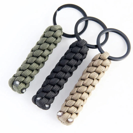 Paracord Keychain Outdoor Tactical Braided Rope Survival Tools Key Ring Nylon Knot Pendant Accessories For Camping Hiking
