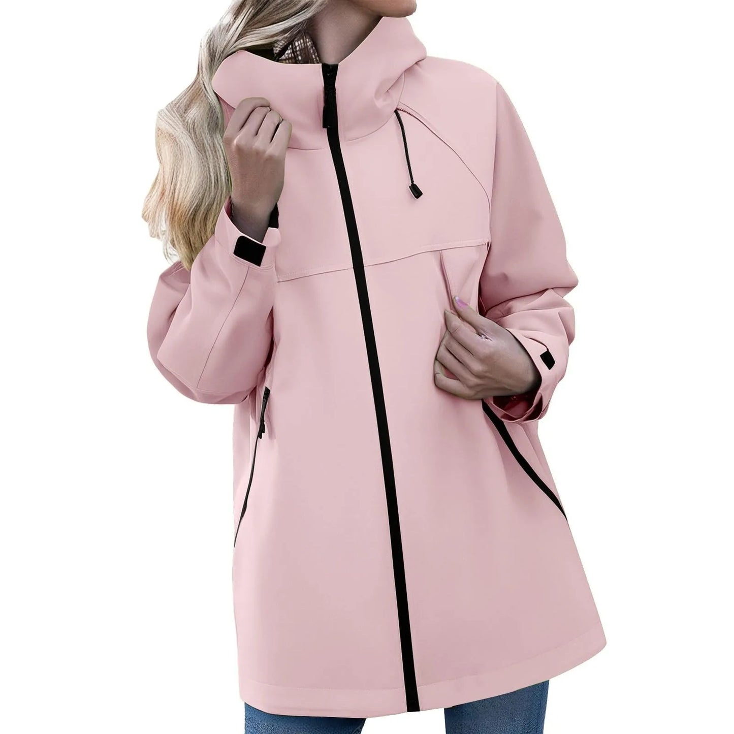 Women's Outdoor Jacket Casual Zipper Hooded Jacket Breathable Windproof Waterproof and Stain-resistant Mountaineering Clothing