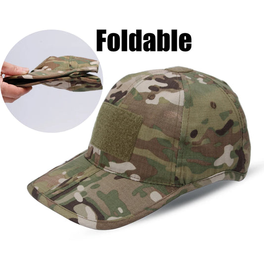 Foldable Camouflage Baseball Cap Breathable Sunscreen Hat Hiking Camping Fishing Hunting Outdoor Sports Sunshade Hat Men