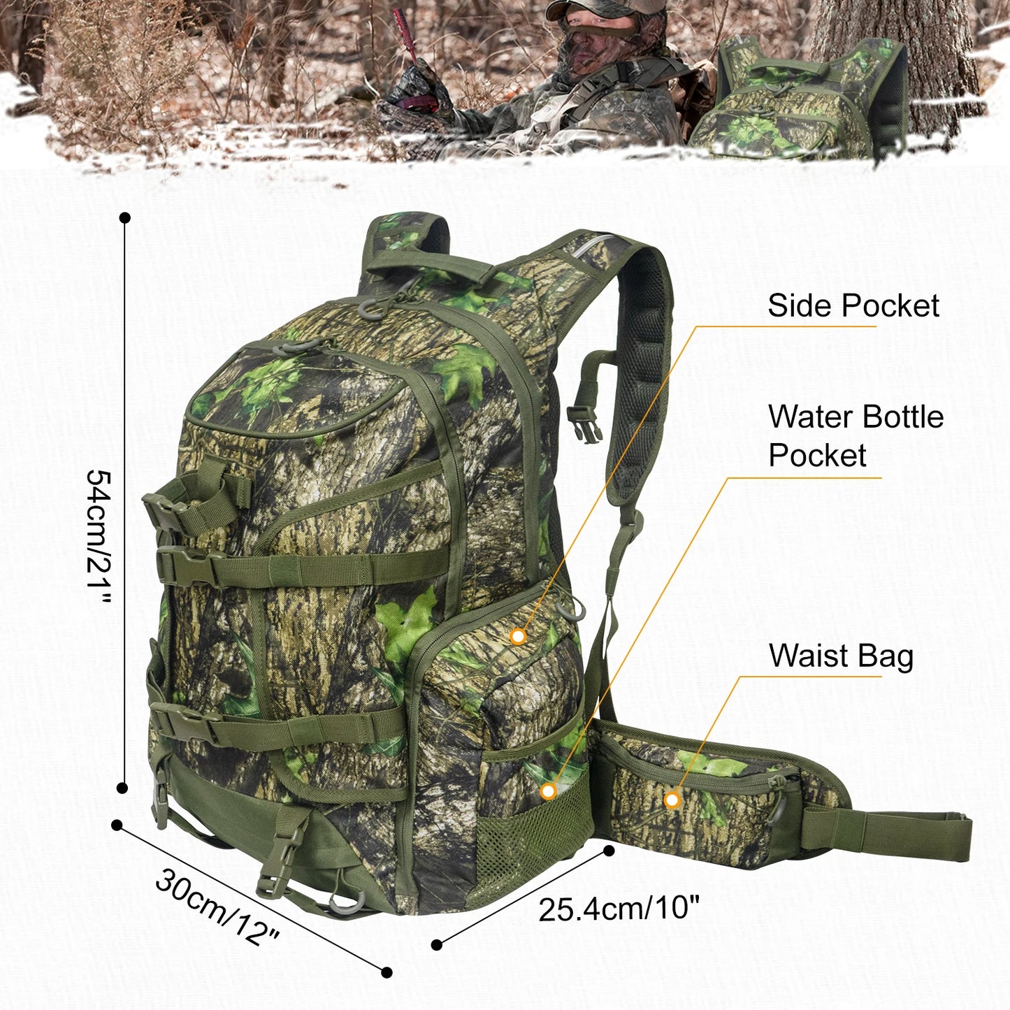 WESTTUNE Man Strategic Tactical Backpack Outdoor Waterproof Camping Hunting Sport Bag Hunting Backpack for Rifle Bow Gun