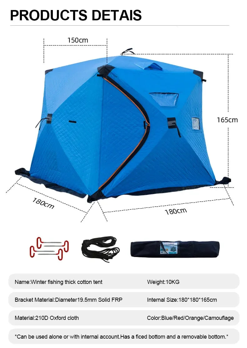 YOUSKY  Tents Outdoor Camping 3-4 Person Oxford Snow Tent Pop Up Travel Tent Ice Fishing Tents