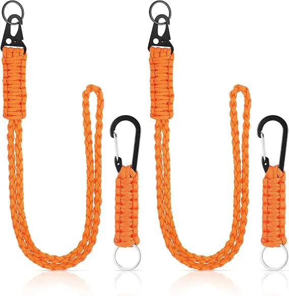 Outdoor Paracord Necklace, Camping Paracord Woven Phone Strap with Carabiner Keychain for Survival
