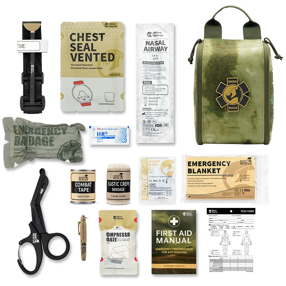Rhino Rescue 002M First Aid Kit Camping IFAK Pouch With Molle,Survival Pouch For Camping Hiking And Fishing Outdoor Hiking  Kit