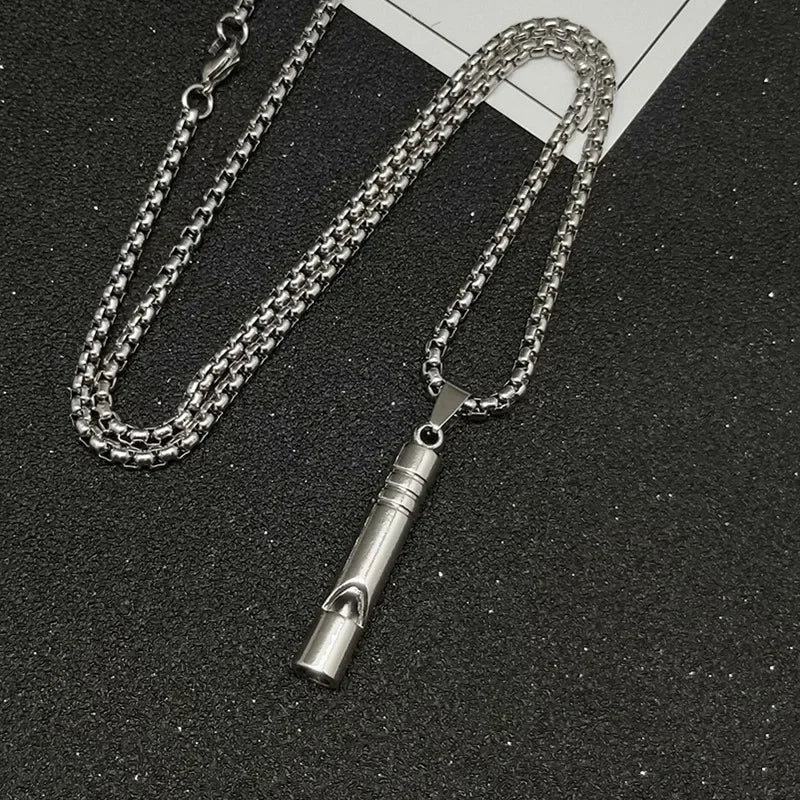 Simple Whistle Pendant Necklaces Emergency Survival Sweater Chain for Men Women Hip-hop Lovers Student Jewelry Gifts