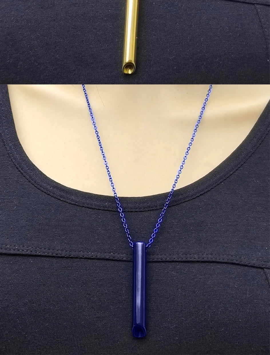 528Hz Stainless Steel Meditation Whistle Necklace | Yoga Breathing Tool & Anxiety Relief | Chakra Balancing Spiritual Jewelry