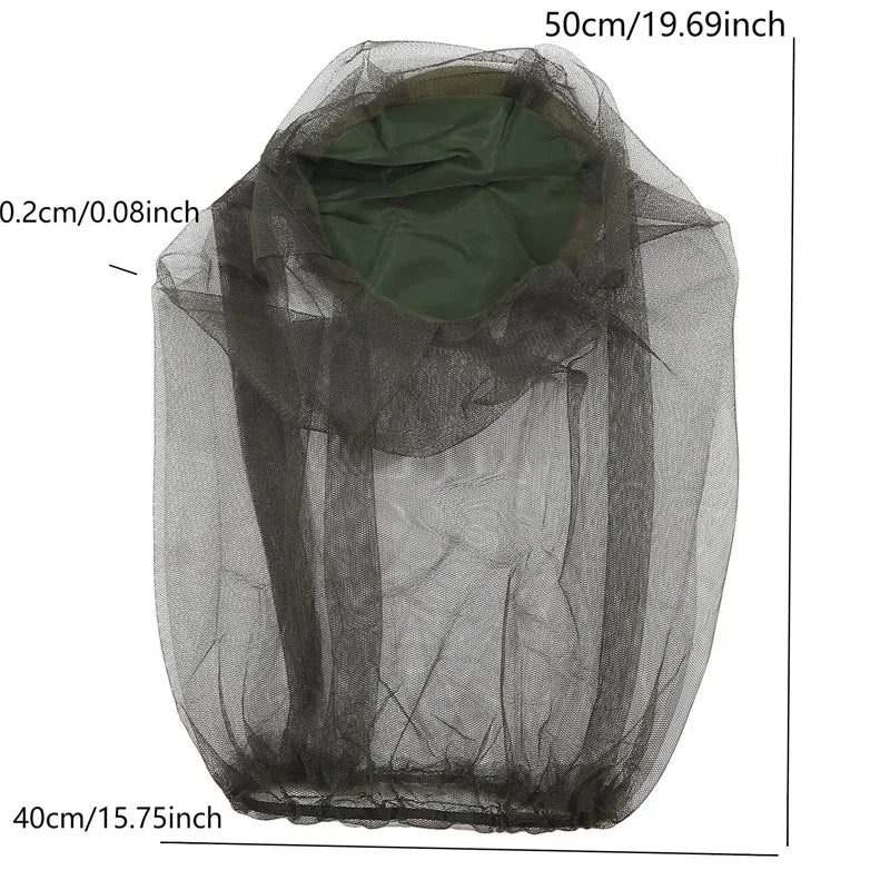 Mosquito Head Net Mesh, Bug Netting Hat Hood Against Fly Midge Gnat Insect Shield Protection Face Mask for Night Fishing