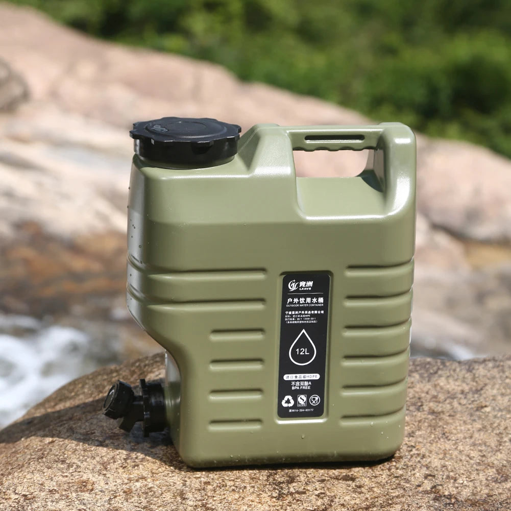3.2 Gallon/12L Camping Water Container Portable BPA Free Water Bucket Food-Grade PE for Outdoor Camping/Hiking Emergency Storage