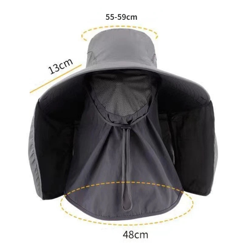 Sunscreen fishing Hat mosquito repellent Breathable hiking sun hat Face covering detachable UV resistant shawl hat Quick Drying