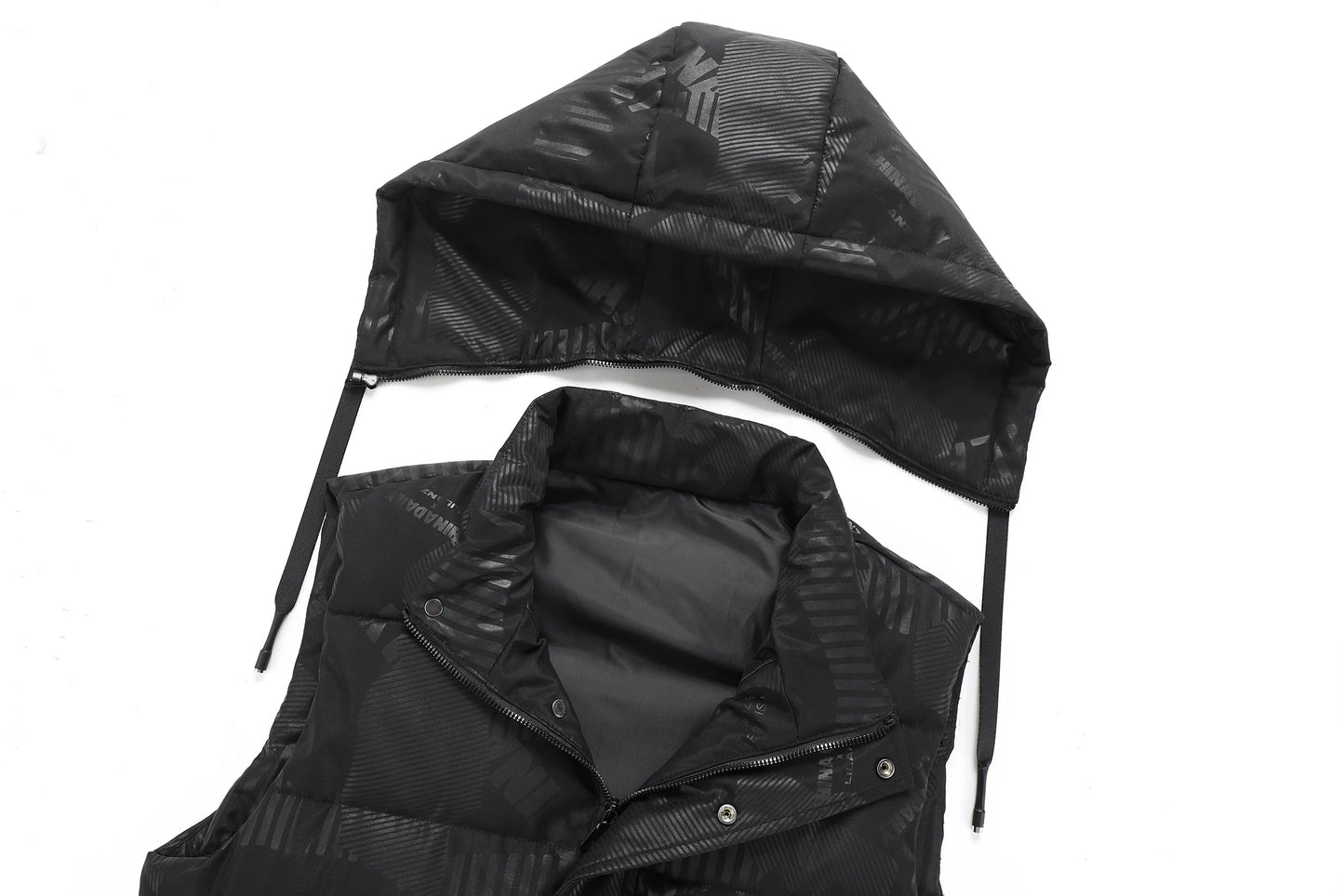 Outdoor Mens Trendy Detachable Hooded Vest Warm Down Cotton Vest Mens Winter Fashion Coat Workwear Vest Coat Thickened Waistcoat