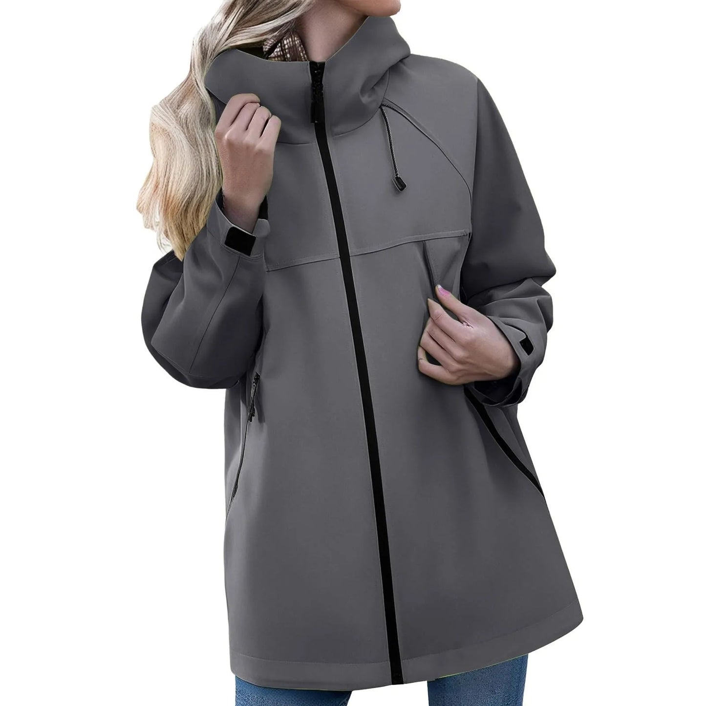 Women's Outdoor Jacket Casual Zipper Hooded Jacket Breathable Windproof Waterproof and Stain-resistant Mountaineering Clothing