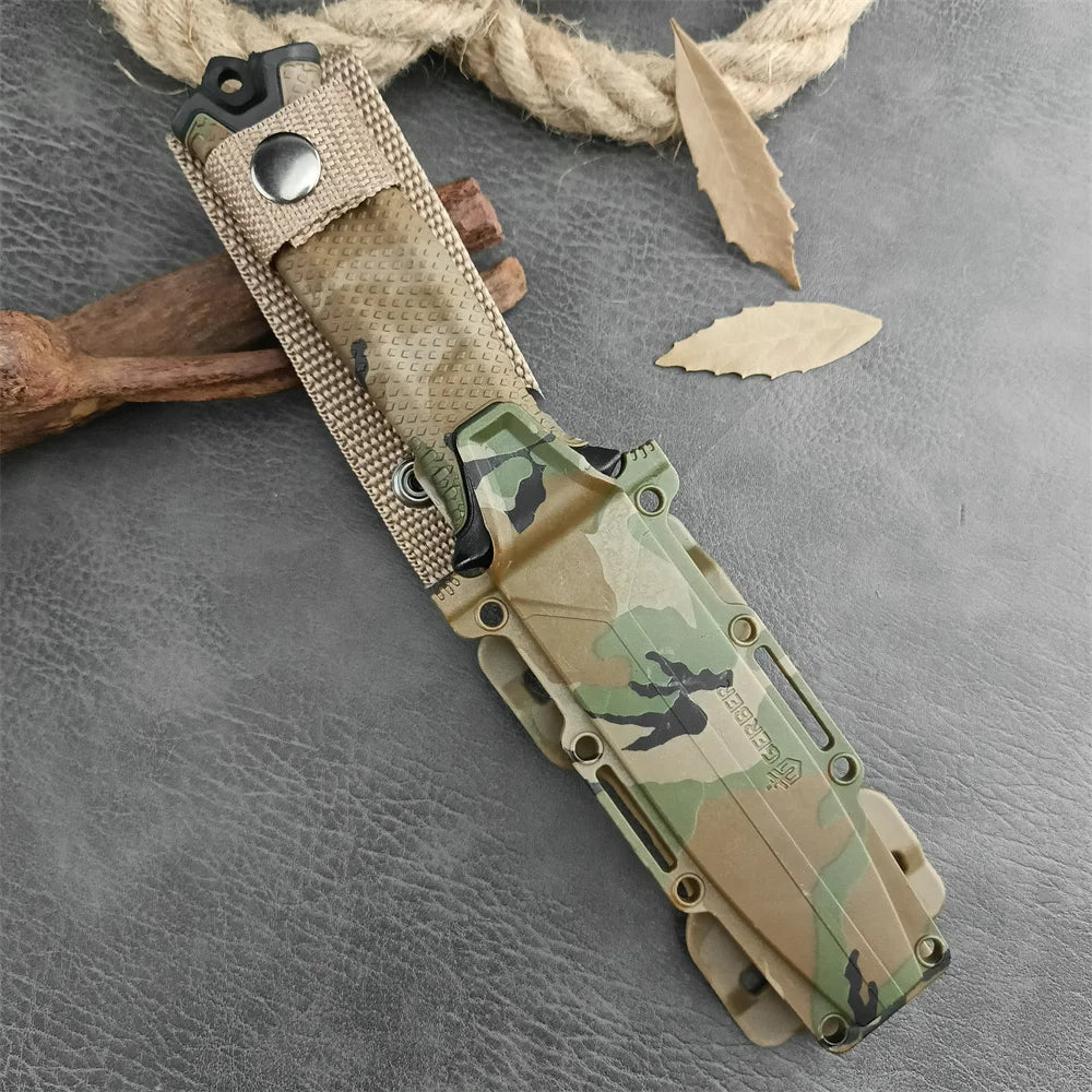 GB 1500 Military Tactical Fixed Blade Knife 8Cr13Mov Blade Plastic Handle Outdoor Hiking Camping Hunting Cutting Survival Tools