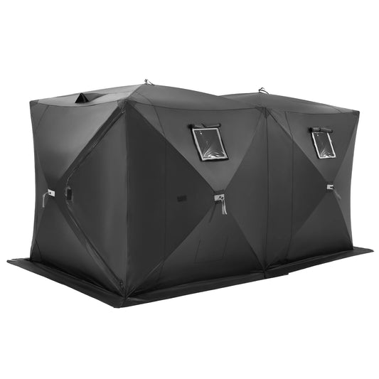 SucceBuy Portable Ice Shelter 70 Square Feet Fishable Area Shanty for Winter Fishing Waterproof Ice Cube with Anchors Carry Bag