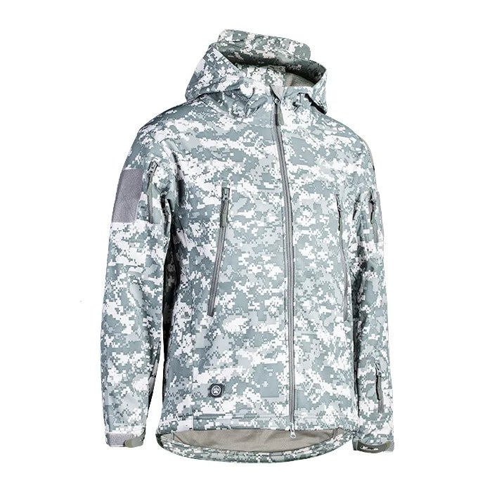 CAMO HOMME Sharkskin Soft-shell Camouflage Jacket Men Tactical Windproof Waterproof Jacket Men Army Combat Clothing Hooded Coats