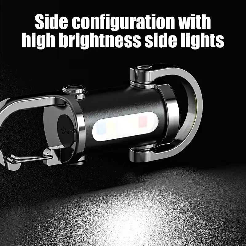 Powerful Cob Led Flashlight Keychain USB Rechargeable Portable Torch 1000Lumens Waterproof Keychain Camping Hiking Pocket Light