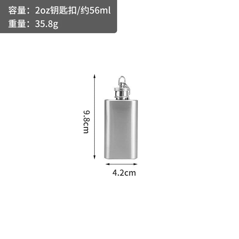 1 oz 2 oz Whiskey Mini Bottle Key Chain Stainless Steel liquor Flask Screw Cap Portable Outdoor Travel Camping Wine Set