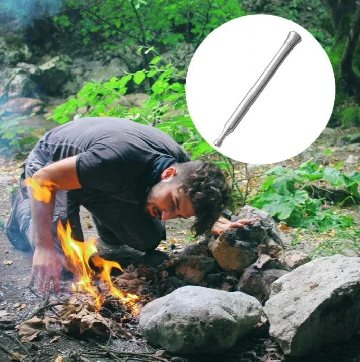 Telescopic Camping Blower Fire Tube Collapsible Bellows Outdoor Survival Starter Pocket Gear for Easy Campfire Ignition