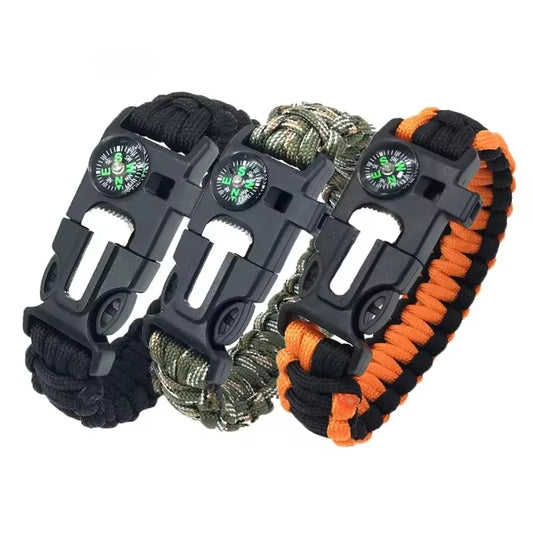 Outdoor Multi-function Survival Bracelet, Military Emergency, 4mm Paracord Wristband, Scraper, Whistle, Buckle Tools