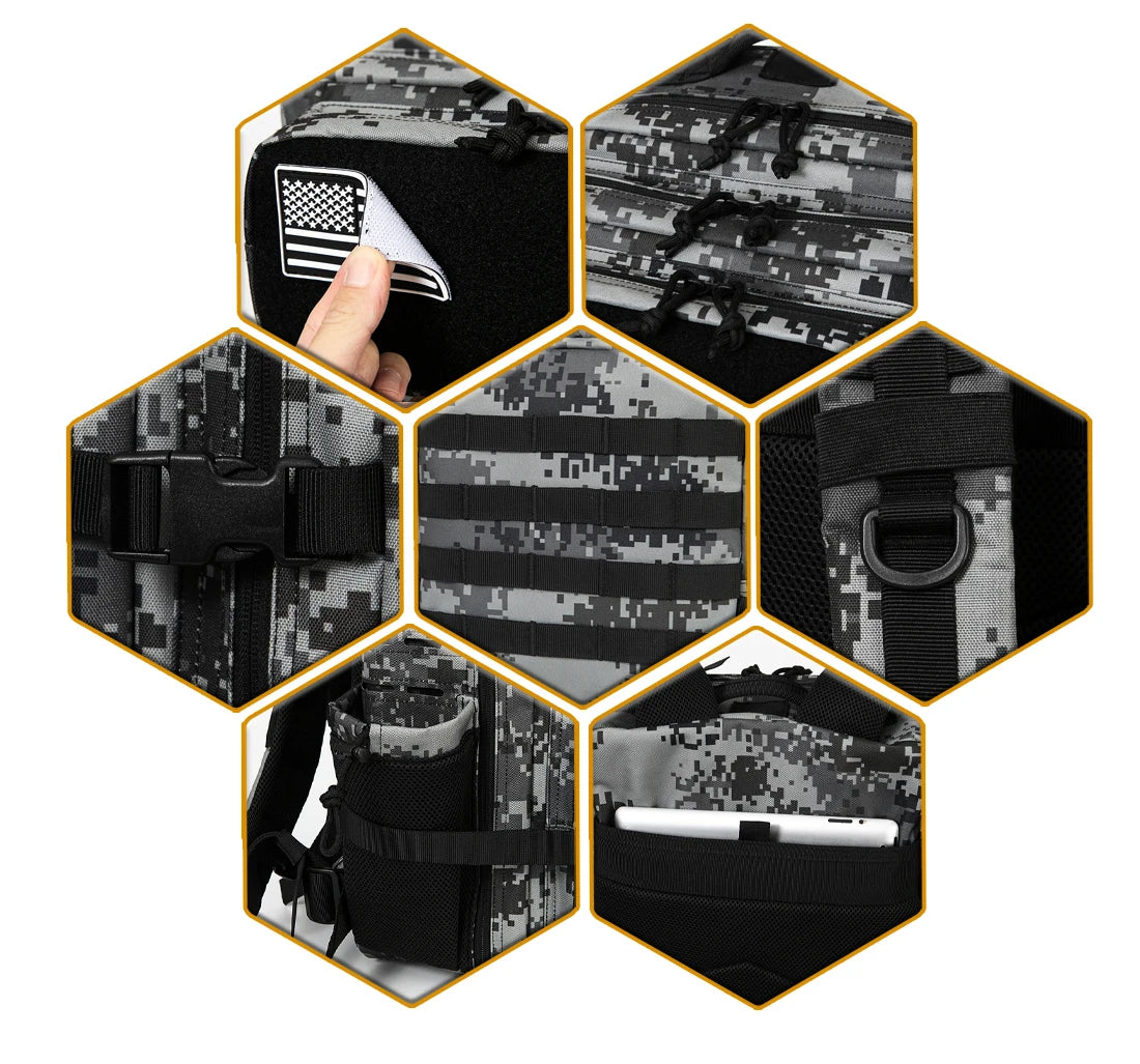 45L Tactical Backpack survival Bag Hunting MOLLE Backpack GYM For Men EDC Outdoor Hiking Rucksack Witch Bottle Holder