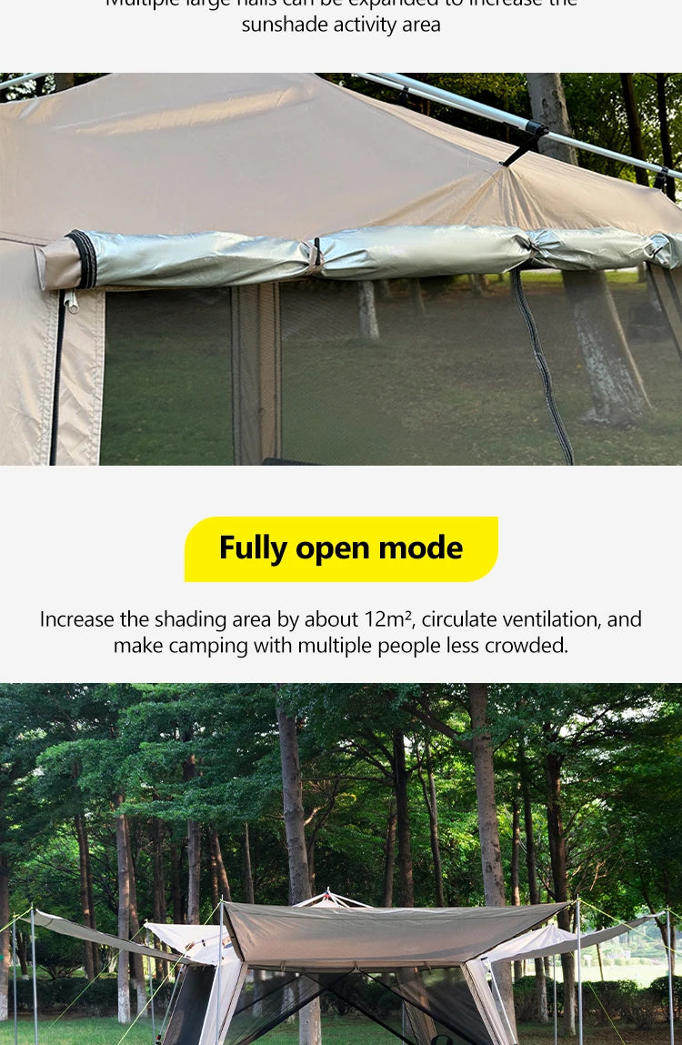 Outdoor Camping Tent with Chimney Large Family 5-9 Person Waterproof Sun Protection with Aluminum Poles Beach Hiking Fishing