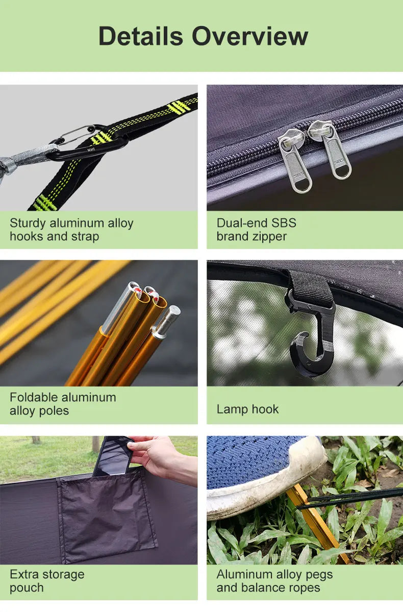 Camping Hammock Tent with Mosquito Net and RainFly，3 in 1 Waterproof Lightweight Sleeping Hammock , Travel Outdoor with Hiking