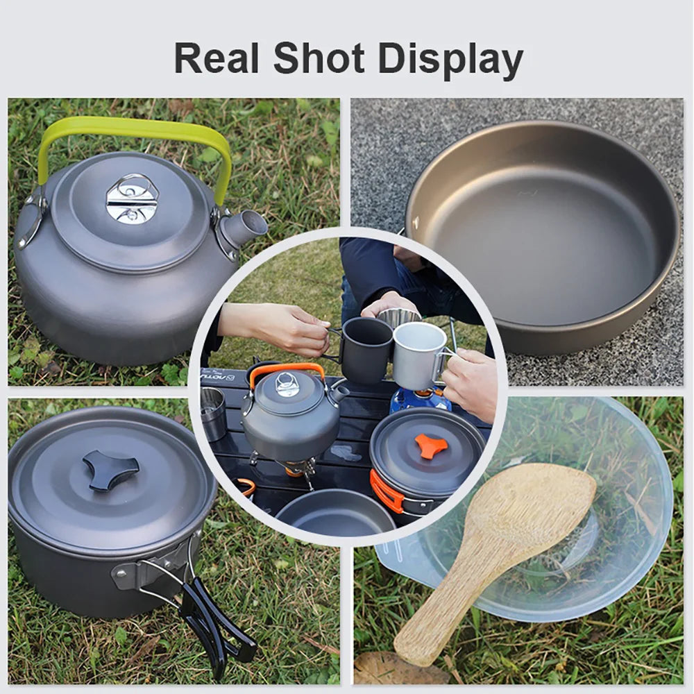 Camping Cooking set Camping Cookware Travel Tableware Outdoor Picnic Set Teapot For 2-3 Peaple Non-stick pots assorted sets