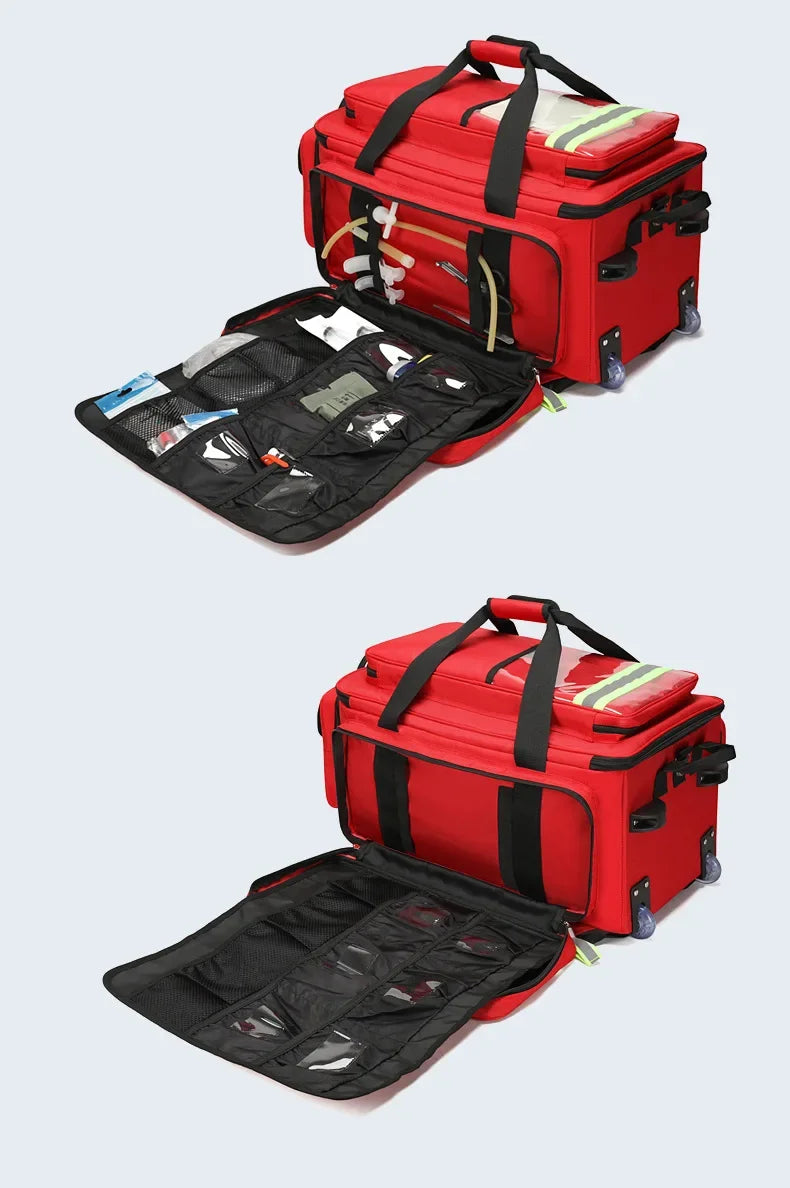 Large Capacity Empty Trolley First Aid Bag Waterproof EMS Backpack for Medical Outdoor Clinic Nursing Earthquake Rescue Kit