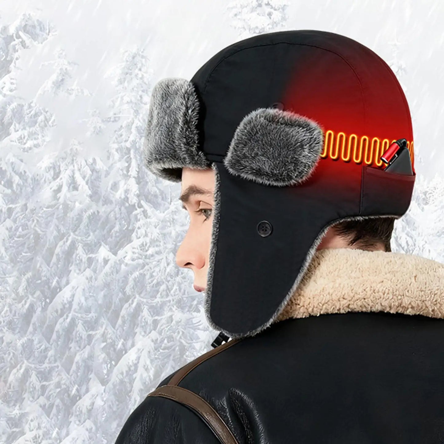 Winter ski Electric Heating Hat Men Woman USB Electric Warm Heated Hat Windproof Thermal Ear Protection Hat For Outdoor Camping