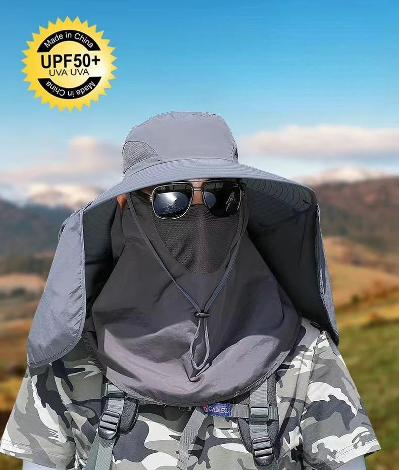 Sunscreen fishing Hat mosquito repellent Breathable hiking sun hat Face covering detachable UV resistant shawl hat Quick Drying